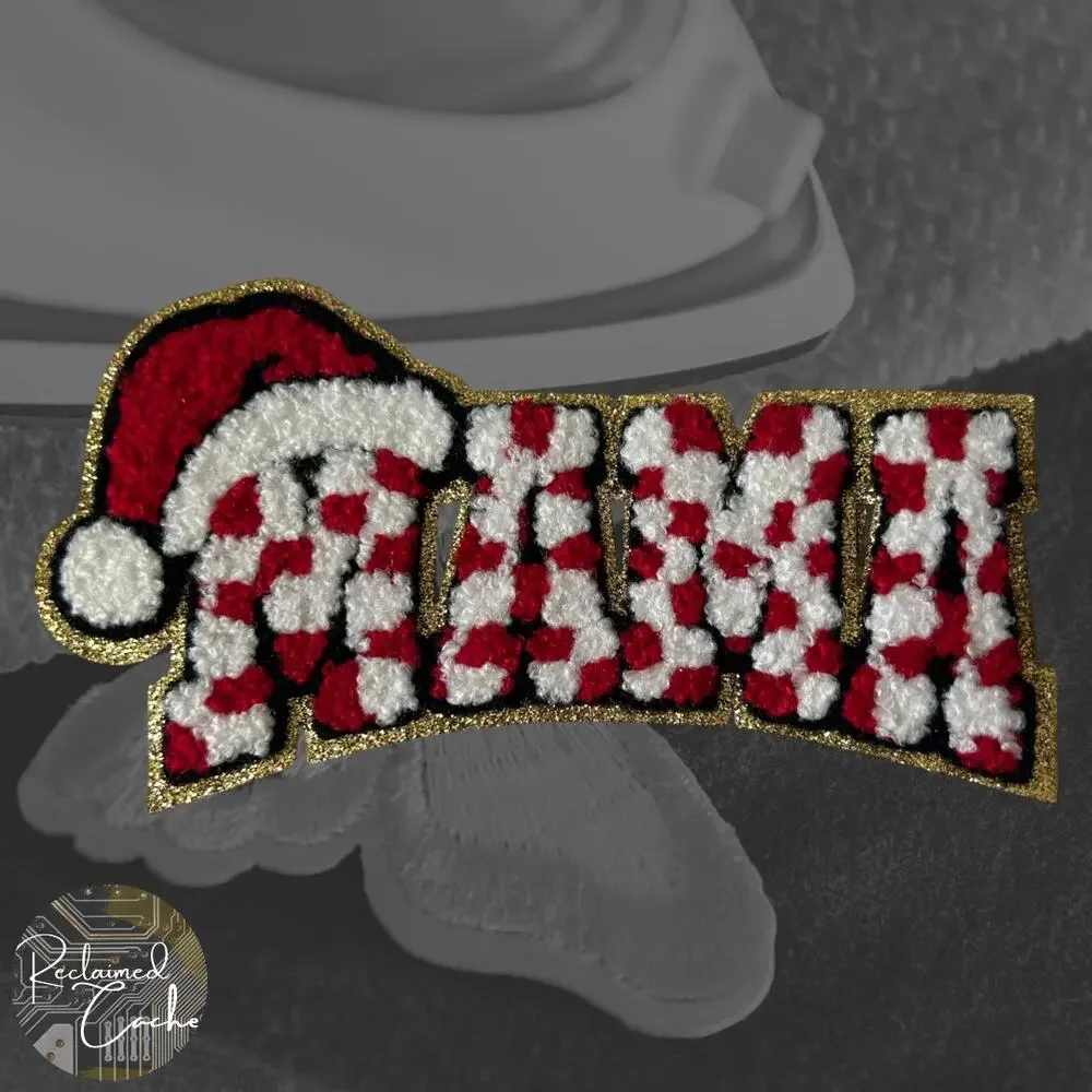 MAMA with Santa Hat Iron On Patch